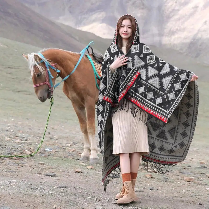 Handmade Hooded Poncho for Women