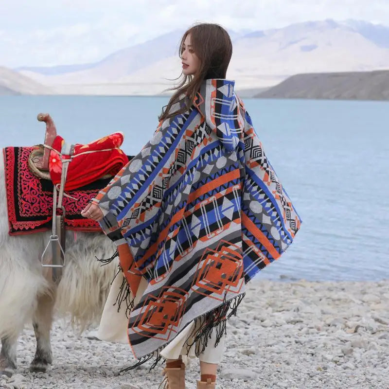 Handmade Hooded Poncho for Women